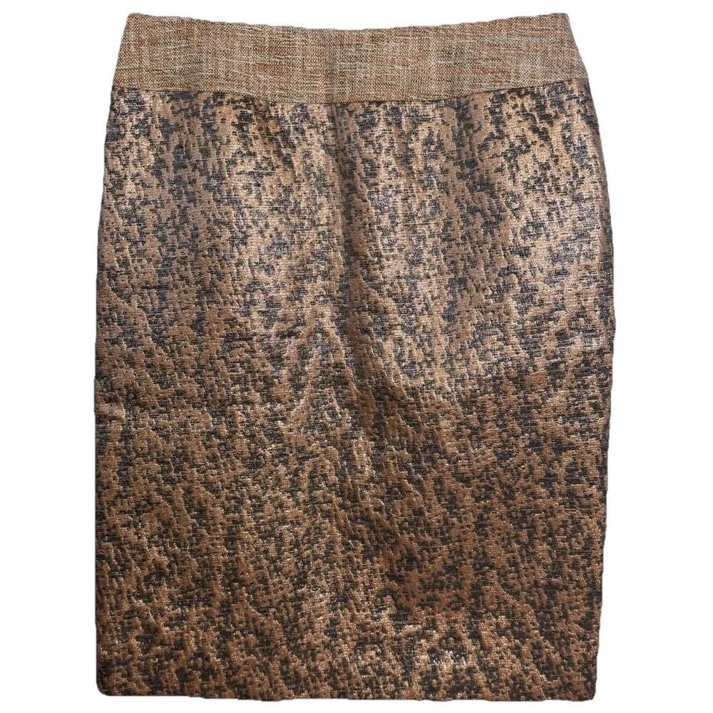 Anthropologie Peter Som Skirt Womens 8 Gold Lace Knee Length Pencil Designer
